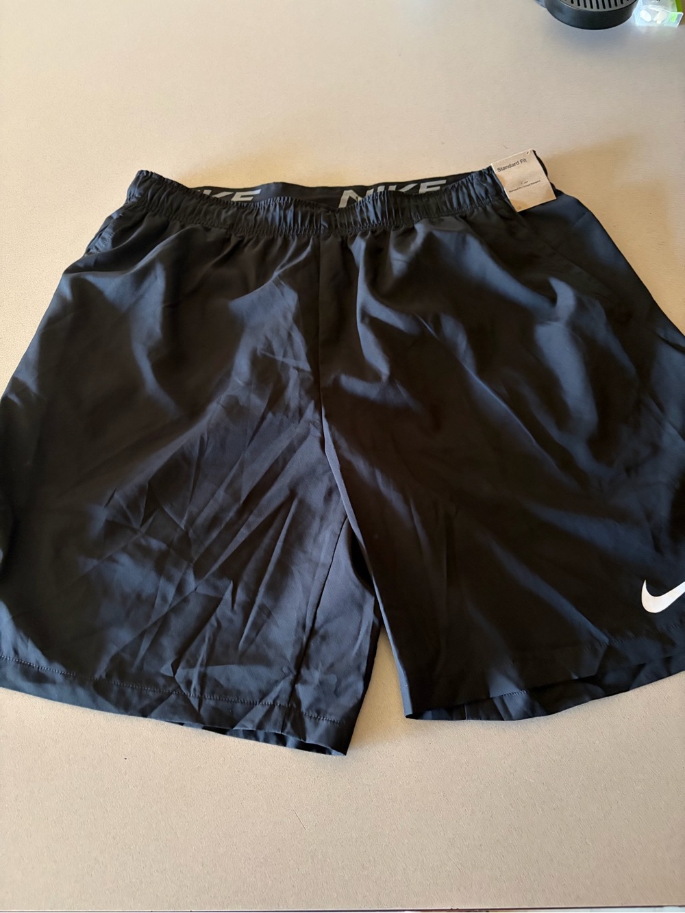 Nike Black Men's Athletic Shorts with White Swoosh